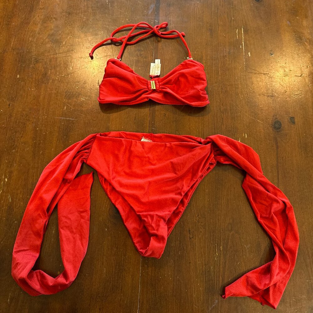 Lovewave Red Bandeau Bikini Set Small